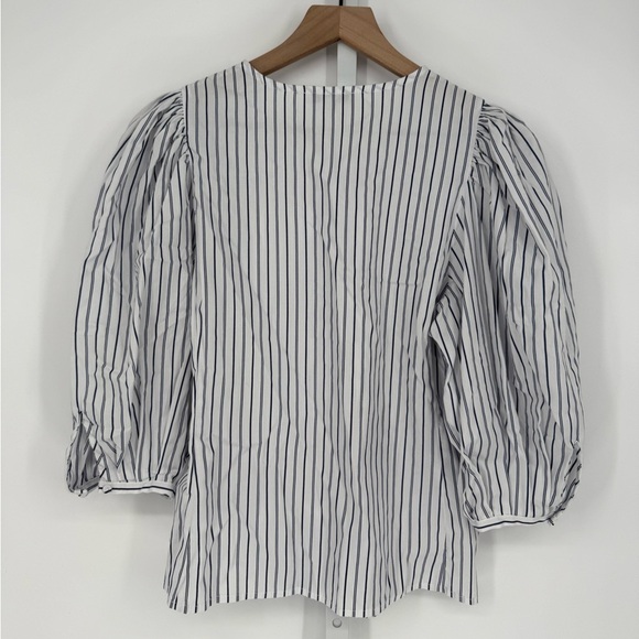 Madewell Puff-Sleeve Button-Up Top in Stripe Size 0 - Picture 9 of 9